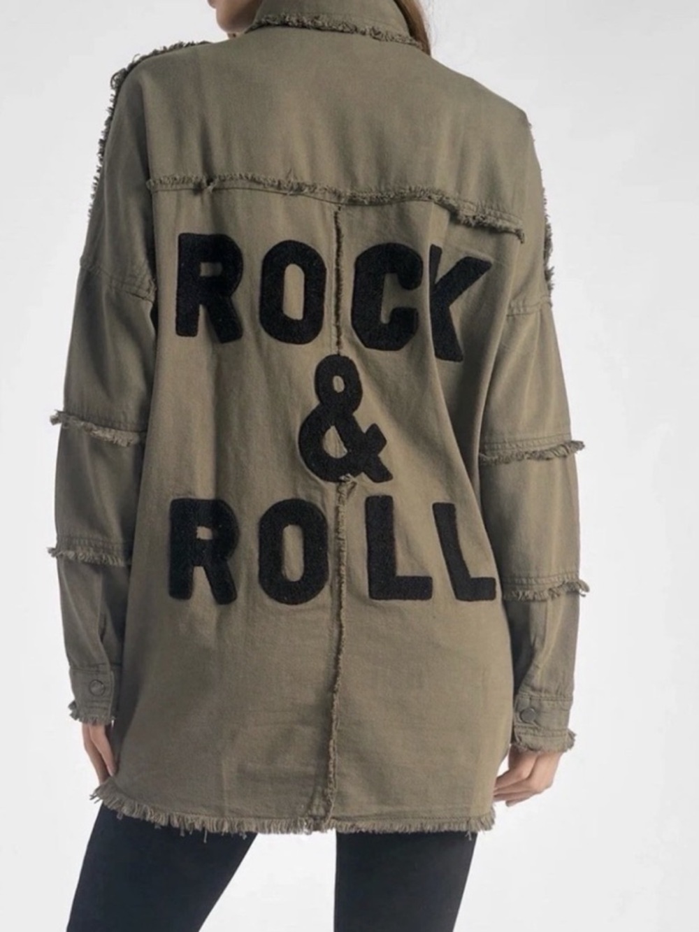 Elan Olive Green 'Rock & Roll' Utility Shacket Jacket Size S